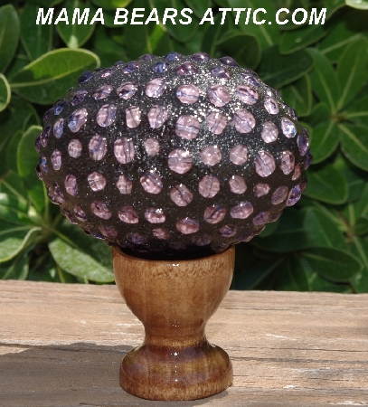 +MBA #5604-0034  "Light Lavender Glass Seed Bead Mosaic Egg With Stand"