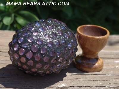 +MBA #5604-0034  "Light Lavender Glass Seed Bead Mosaic Egg With Stand"
