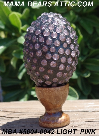 +MBA #5604-0042  "Light Pink Glass Bead Egg With Stand"