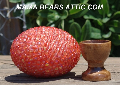 +MBA #5604-322 "Fire Polished Coral Pink Glass Bead Egg With Stand"