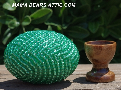 +MBA #5604-86  "Light Green Glass Bead Egg With Stand"