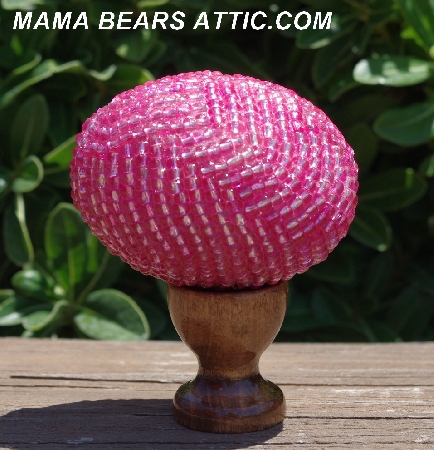+MBA #5604-97  "Bright Pink Glass Bead Egg With Stand"