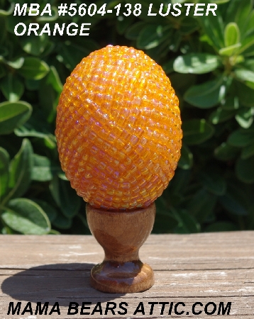 +MBA #5604-138  "Luster Orange Glass Bead Egg With Stand"
