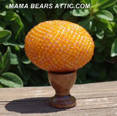 +MBA #5604-138  "Luster Orange Glass Bead Egg With Stand"