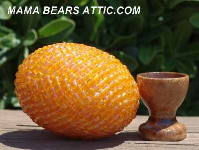 +MBA #5604-138  "Luster Orange Glass Bead Egg With Stand"