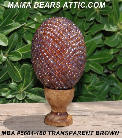 +MBA #5604-155 "Transparent Brown Glass Bead Egg With Stand"