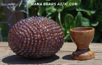 +MBA #5604-155 "Transparent Brown Glass Bead Egg With Stand"