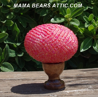 +MBA #5604-180  "Coral Pink Glass Bead Egg With Stand"