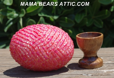 +MBA #5604-180  "Coral Pink Glass Bead Egg With Stand"