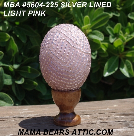 +MBA #5604-255  "Silver Lined Light Pink Glass Bead Egg With Stand"