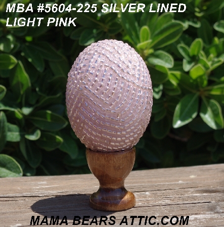 +MBA #5604-255  "Silver Lined Light Pink Glass Bead Egg With Stand"