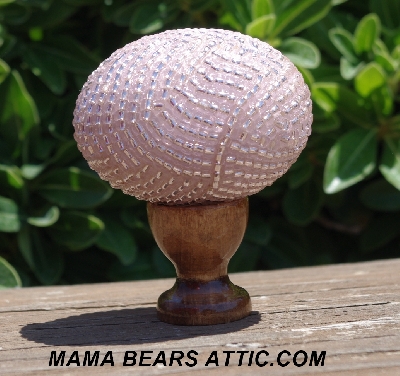 +MBA #5604-255  "Silver Lined Light Pink Glass Bead Egg With Stand"