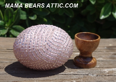+MBA #5604-255  "Silver Lined Light Pink Glass Bead Egg With Stand"