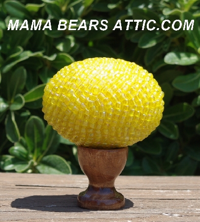 +MBA #5604-329  "Luster Yellow Glass Bead Egg With Stand"
