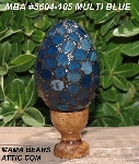 +MBA #5604-105  "Multi Blue Stained Glass Egg With Stand"