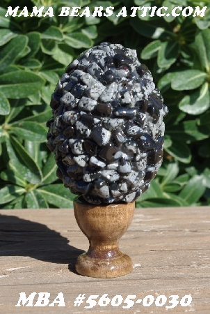 +MBA #5605-0030  "Snow Flake Obsidian Gemstone Rock Chip Bead Egg With Stand"