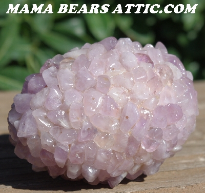 +MBA #5605-0072  "Cape Amethyst Rock Chip Bead Egg With Stand"
