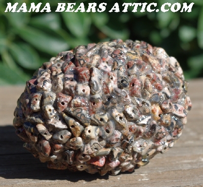 +MBA #5605-0090  "Leopard Skin Jasper Bead Egg With Stand"