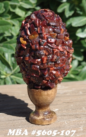 +MBA #5605-107  "Red Tiger Eye Rock Bead Egg With Stand"