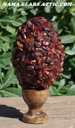 +MBA #5605-107  "Red Tiger Eye Rock Bead Egg With Stand"