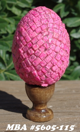 +MBA #5605-115  "Dyed Pink Marble  Howlite Bead Egg With Stand"