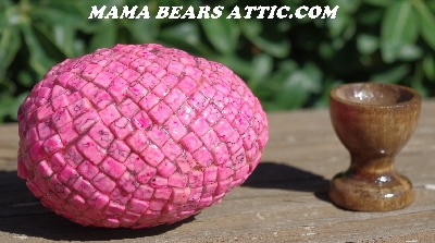 +MBA #5605-115  "Dyed Pink Marble  Howlite Bead Egg With Stand"