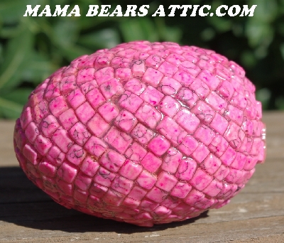 +MBA #5605-115  "Dyed Pink Marble  Howlite Bead Egg With Stand"