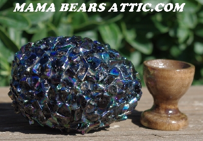 +MBA #5605-166 Black Metallic Glass Rock Chip Bead Egg With Stand"