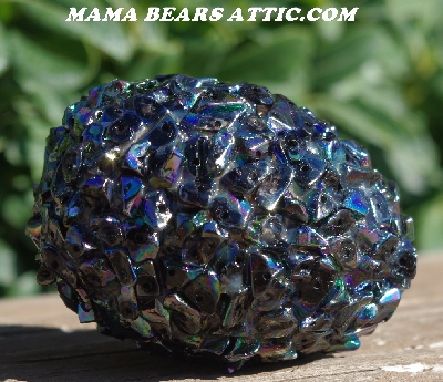 +MBA #5605-166 Black Metallic Glass Rock Chip Bead Egg With Stand"