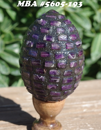 +MBA  #5605-193  "Amethyst Gemstone Bead Mosaic Egg With Stand"