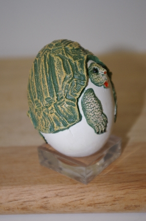 +MBA #10-119  1980's Hand Carved  & Painted Turtle Egg