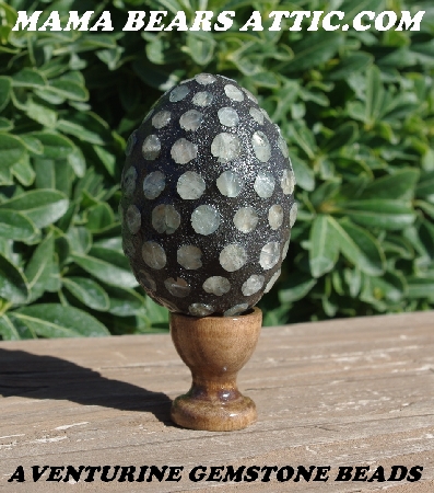 +MBA #5605-211  "Aventurine Gemstone Bead Egg With Stand"
