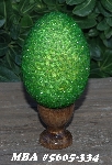 +MBA #5605-334  "Czech Firepolished Transparent Green Glass Bead Egg With Stand"