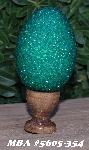 +MBA #5605-354  "Czech Fire Polished Teal Green Glass Bead Egg With Stand"