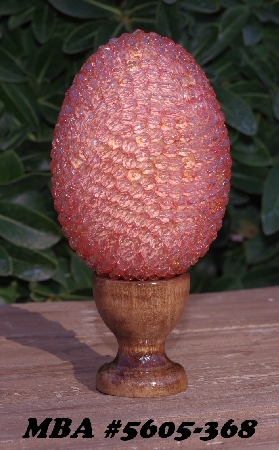 +MBA #5605-368  "Czech Fire Polished Soft Pink Glass Bead Egg And Stand"