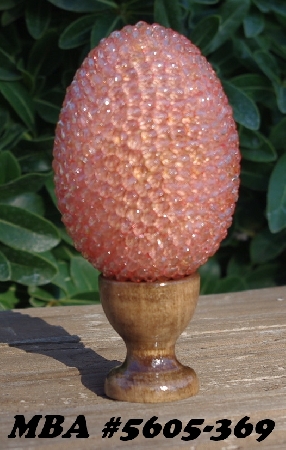 +MBA #5605-368  "Czech Fire Polished Soft Pink Glass Bead Egg And Stand"