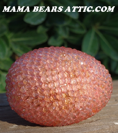 +MBA #5605-368  "Czech Fire Polished Soft Pink Glass Bead Egg And Stand"