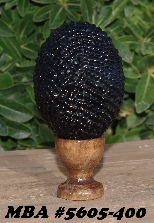 +MBA #5605-400  "Black Glass Bead  Egg With Stand"