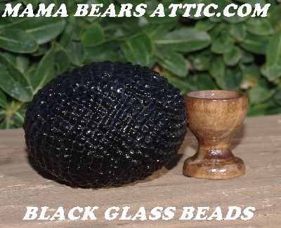 +MBA #5605-400  "Black Glass Bead  Egg With Stand"