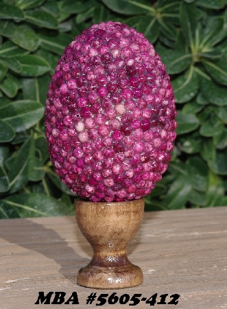 +MBA #5605-412  "Mauve Pink River Stone Bead Egg With Stand"