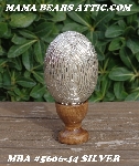 +MBA #5606-0044  "Silver Glass Bugle Bead Egg With Stand"