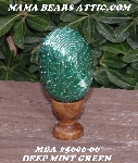 +MBA #5606-66  "Deep Mint Green Glass Bugle Bead Egg With Stand"