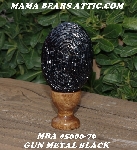 +MBA #5606-76  "Gun Metal Black Glass Seed Bead Egg With Stand"