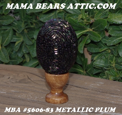 +MBA #5606-83 "Metallic Plum Glass Bead Egg With Stand"