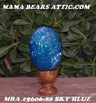 +MBA #5606-88  "Sky Blue Glass Bugle Bead Egg With Stand"