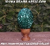 +MBA #5606-95  "Silver Lined Green Glass Bugle Bead Egg With Stand"