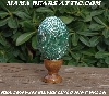 +MBA #5606-101  "Silver Lined Mint Green Glass Bugle Bead Egg With Stand"