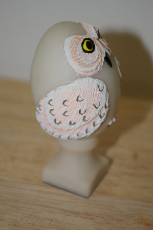 +MBA #10-058  1987 Bristar Hand Carved Resin Owl Egg