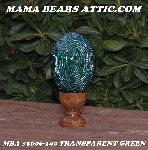 +MBA #5606-140  "Transparent Green Glass Bugle Bead Egg With Stand"