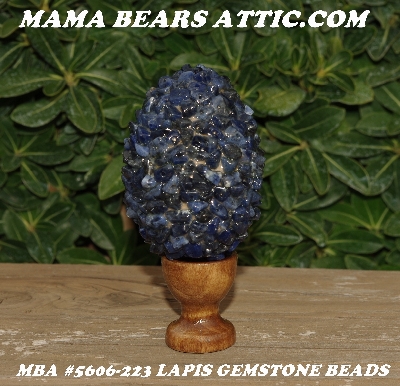 +MBA #5606-223  "Lapis Gemstone Bead Egg With Stand"